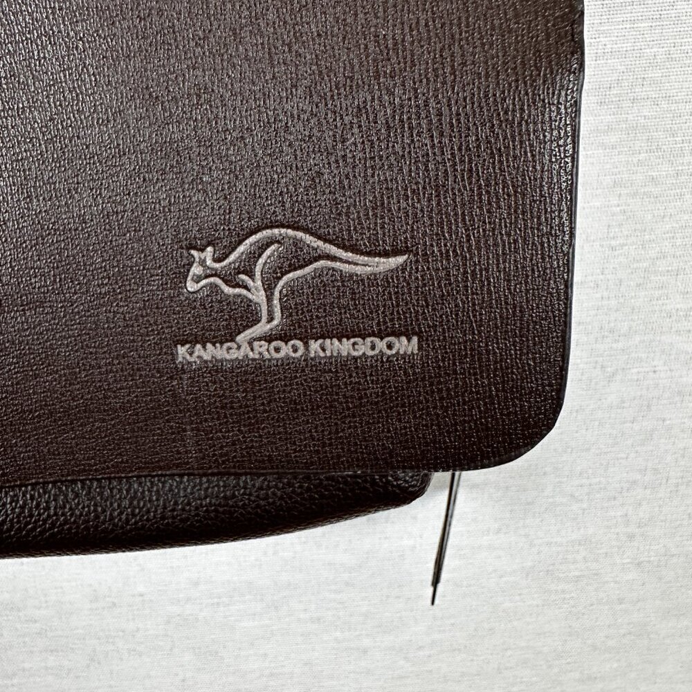 KANGAROO KINGDOM BRAND MEN LEATHER MESSENGER SHOULDER BAG, BROWN - Picture 6 of 13